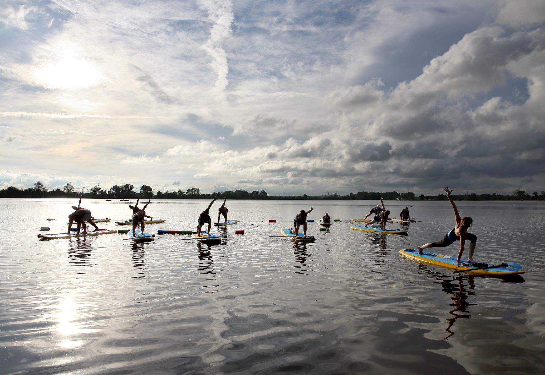 Paddleboard yoga at Creve Coeur Lake